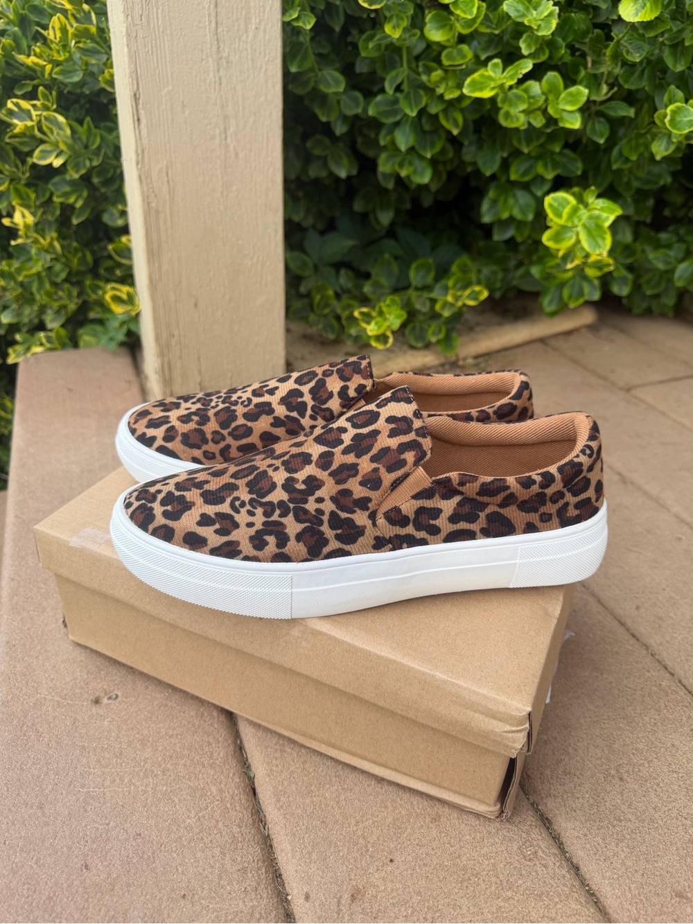 Leopard Print Slip-On Platform Sneakers - Brown